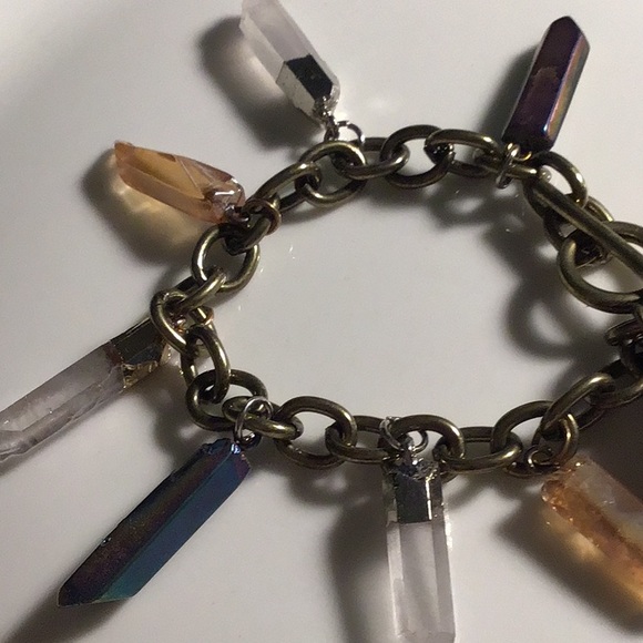 Multi Quartz Crystal Charm Watch OOAK - Picture 3 of 6